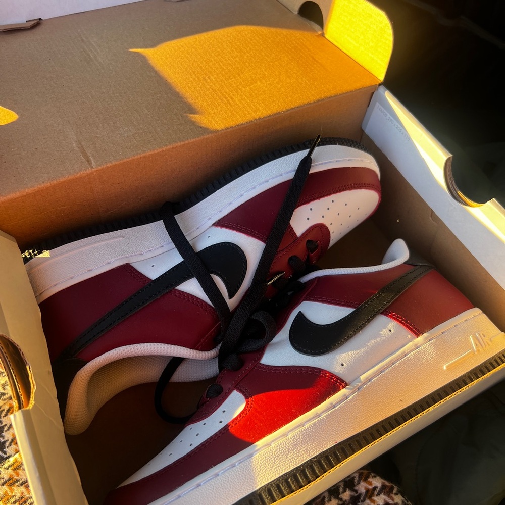 Nike Maroon and White Air Force 1